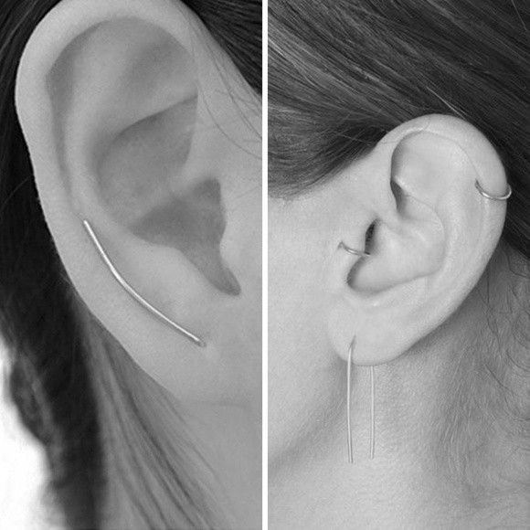 Earrings Simple U Ear Climber Gold - Picture 4 of 4